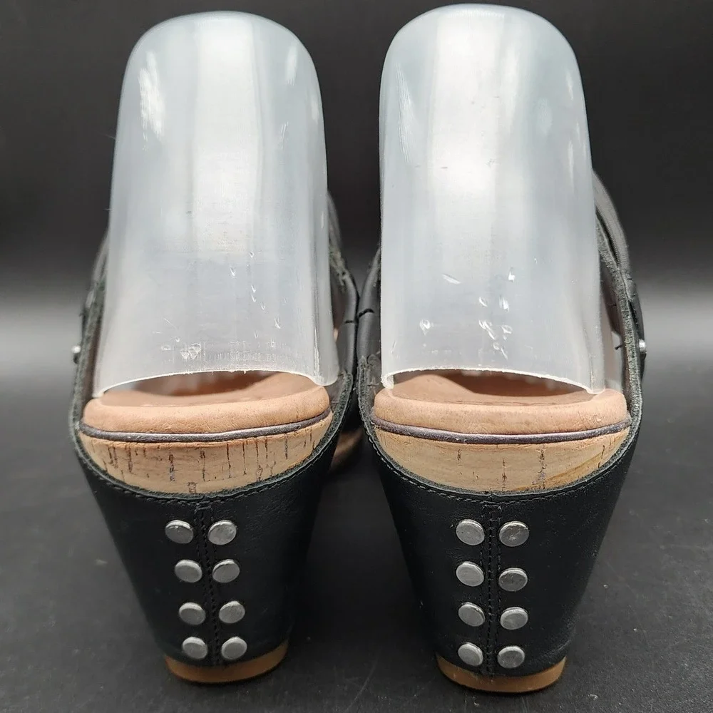 UGG 9.5 Black Hilarie Wedge Sandals Boho Summer Strappy Studded Cork Espadrille